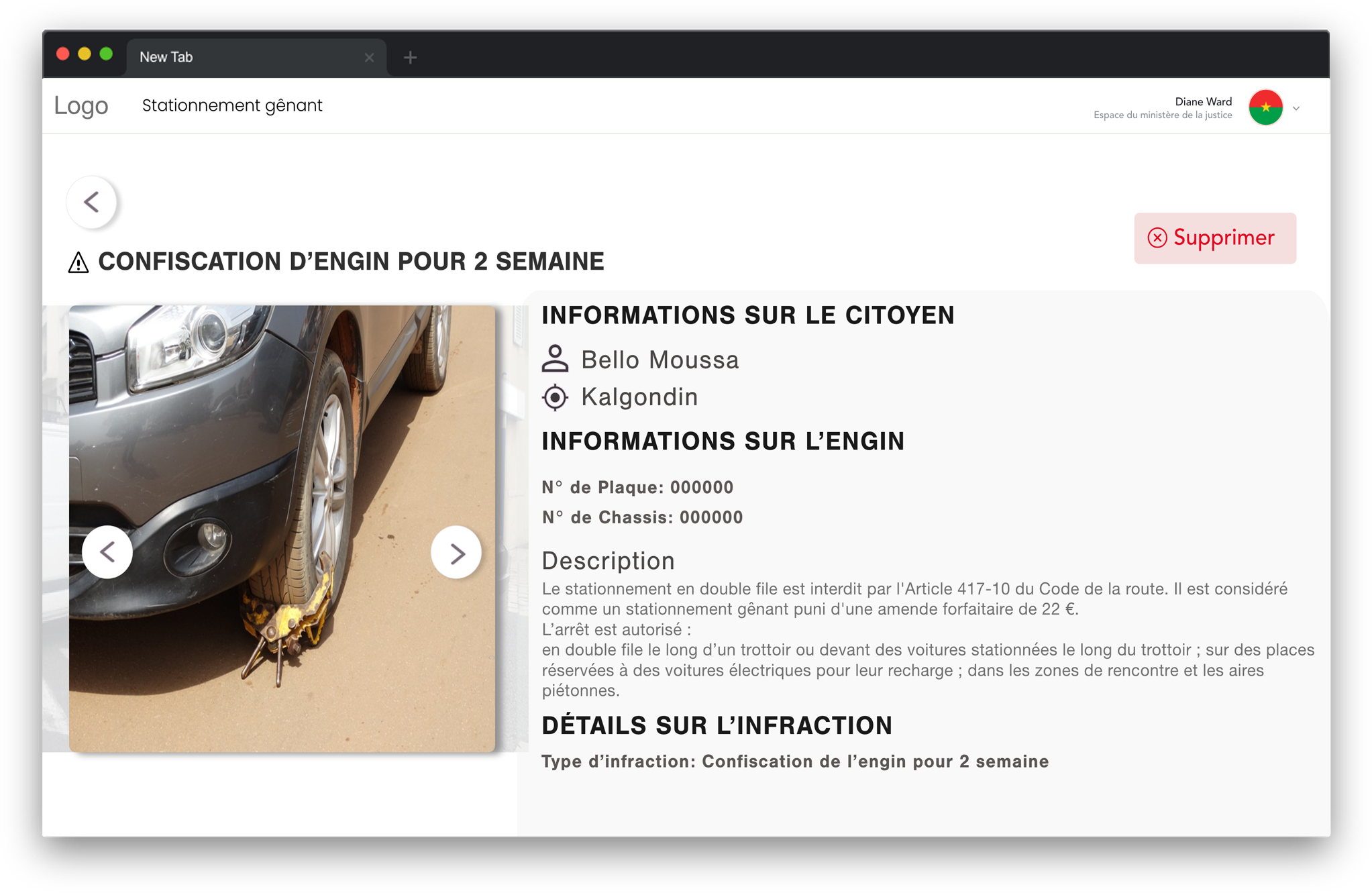 Liste des amendes du citoyen