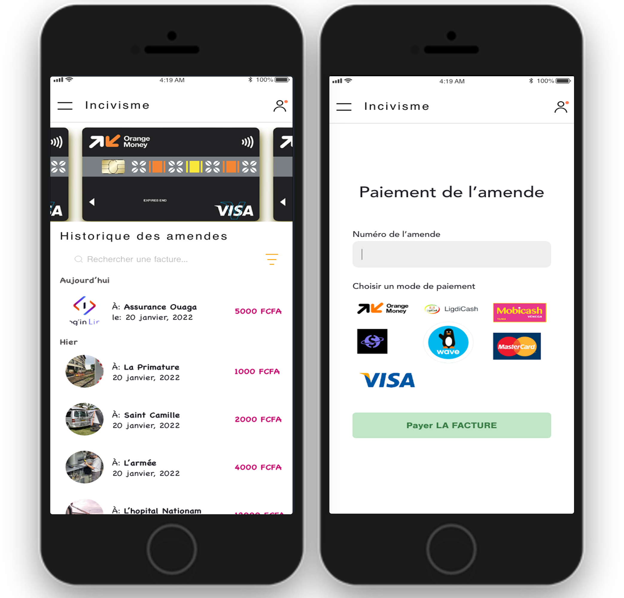 Liste des amendes des citoyens